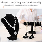 Wenqik 4 Pcs Velvet Jewelry Display Set Velvet Necklace Bust Holder Bracelet Organizer 2 Ring Finger Jewelry Holder - color: Black