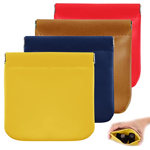 4Pcs Pocket Cosmetic Bag for Purses, Leather Small Makeup Bag Cosmetic Pouch for Women, Portable No Zipper Makeup Pouch Coin Purse Jewelry Pouch Travel Storage for Cosmetics Headphones Jewelry - color: 4pcs-1
