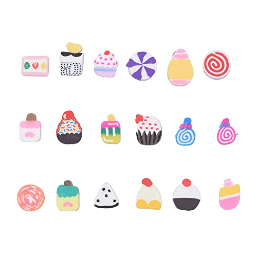 KitBeads 100pcs Polymer Clay Dessert Mixed Styles Candy Cake Lollipop Beads - Handmade Cute Sweet Food for Jewelry Making Bracelets Bulk