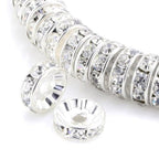 100pcs Adabele Grade A 5mm Crystal Rhinestone Rondelle Loose Beads (Clear Crystal) Sterling Silver Plated Spacer for DIY Craft Jewelry Making CF1-501 - color: Clear, size: 5mm (100pcs)