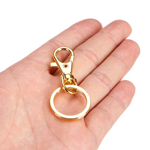 20pcs Swivel Clasps Lanyard Snap Hook with Key Ring Clip Lanyard Metal Lobster Claw Clasp Key Chain Rings for Crafts, Jewelry Making, Purses DIY (Gold)