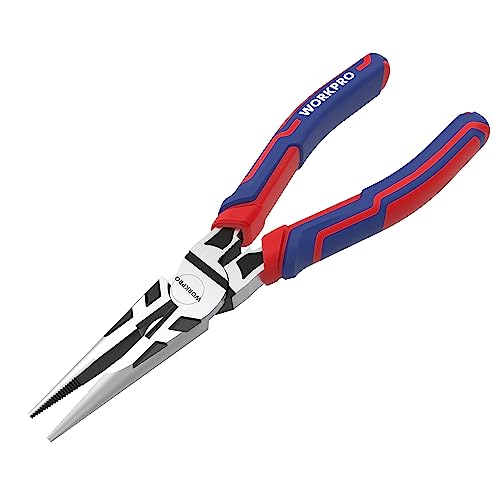 WORKPRO Premium 6” Needle Nose Pliers, Paper Clamp Precision, Heavy-Duty CRV Steel, Soft Grip with Wire Cutter, Long Nose Cutting Pliers - style: 6-inch