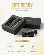 MagnetRX® 3X Strength Titanium Magnetic Bracelet – Magnetic Bracelets for Men – Premium Fold-Over Clasp and Adjustable Length with Sizing Tool (Black/Gold) - color: Black/Gold (3X Strength)