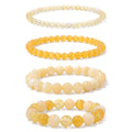 Vinswet 4pcs Beaded Bracelets for Women,Natural Healing Crystal Gemstones Bracelet,Anxiety Stress Relief Bracelet Handmade purple Jewelry Gifts for Women - color: Citrine&Yellow Cat Eyes&Yellow Jade