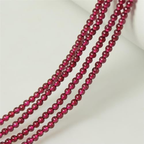 MJDCB 320pcs Natural Small Stone Beads 2mm Red Garnet Round Smooth Loose Gemstone Bead for Jewelry Making Bracelets Earrings Necklaces Accessories - color: Red Garnet