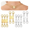 GEMQUEEN Magnetic Necklace Clasps and Closures with Double Lobster Clasp : 14K & White Gold Plated Magnet Jewelry Layering Clasps for Necklaces Multi Magnets Bracelet Helper Necklace Extenders 4PCS - color: 14K & White Gold Plated -4PCS