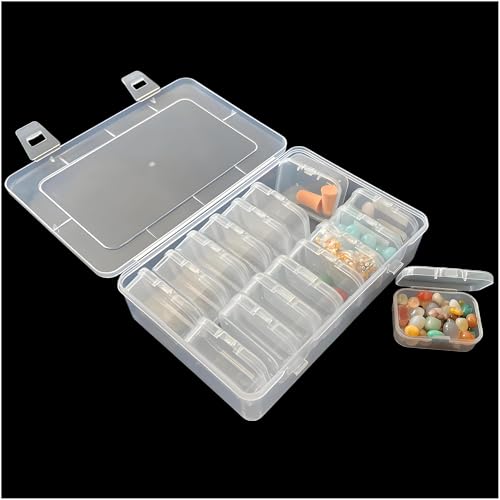 Small Bead Organizers Mini Clear Bead Storage-16 Pack Clear Plastic Boxes For beads organization,DIY project,nail art tools,diamond, small items,with Sheets Label Stickers - color: clear