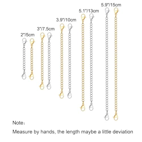 10Pcs Stainless Steel Necklace Extender Chain Links, Gold Silver Necklace Extenders for Bracelet Anklet Stainless Steel Chain Extenders for Jewelry Making 2in 3in 4in 5in 6in (5 Gold, 5 Silver) - color: Gold and Silver