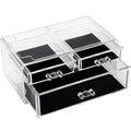 Sea Team Clear Makeup Organizer with Drawers, Acrylic Plastic Cosmetic Display Case, Jewelry Storage Box, Holder for Dresser, Bathroom, Vanity, Countertop (1 Large, 2 Small Drawers) - size: 1 Large, 2 Small Drawers