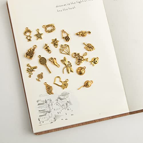 CHuangQi 100pcs Bulk Lots Jewelry Making Charms, Mixed Smooth Metal Charms, Pendants Bracelet Necklace Jewelry Making and DIY Craft Accessories - color: Gold_100