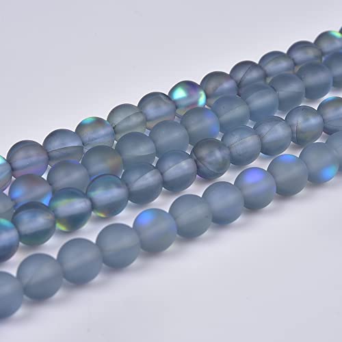 48PCS 8mm Natural Gray Mystic Aura Quartz Gemstone Frosted Matte Titanium Round Loose Spacer Beads 15 inch Full Strand Crystal Healing Power Quartz - color: Grey Mystic Aura, size: 8mm