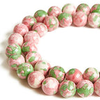 150pcs 6mm Green Red Rain Flower Beads Natural Gemstone Beads Round Loose Beads for Jewelry Making - color: Green Red Rain Flower, size: 6mm