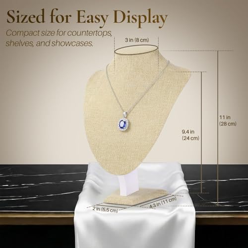 Flexzion Necklace Bust Display Stand - 11 Inch 3D Mannequin Beige Linen Necklace Display Holder for Home, Boutique & Trade Shows - Jewelry Display for Selling Necklace, Pendants, Chokers, Lockets - size: Standard (1 Pack)