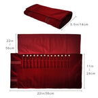 Portable Jewelry Roll Untangled Secure Necklace Travel Storage Bag Displays Holder 16 Chain (Burgundy) - color: Burgundy