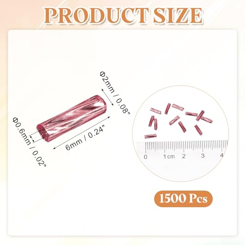 uxcell 1500Pcs Glass Bugle Seed Beads, 6x2mm Mini Long Tube Seed Beads Tube Loose Glass Seed Spacer Bead for DIY Earring Bracelets Necklace Jewelry Making Embroidery, Bright Red - color: Bright Red