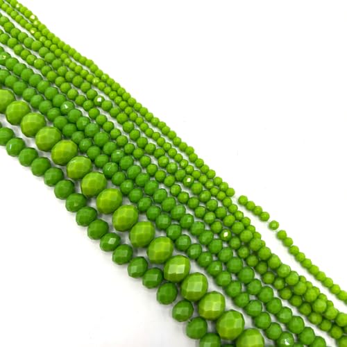780Pcs Briolette Crystal Glass Beads for Jewelry Making, 3-10mm Faceted Olive Green Crystal Beads for Bracelets, Rondelle Glass Beads Bulk for Crafts Wine Charms Wind Chimes Suncatchers - color: Olive Green
