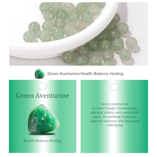 Vinswet 60pcs 6mm Green Aventurine Natural Stone Beads Round Genuine Real Stone Beading Loose Gemstones DIY Smooth Bead for Bracelet Necklace Earrings Jewelry Making - color: Green Aventurine, size: 6mm