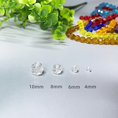 Jmassyang 50 Pieces 10mm Faceted Round Crystal Glass Beads Spacer Beads for Jewelry Making, Bracelets Necklaces Earrings Wind Chimes Suncatchers (Crystal Clear) - color: Crystal Clear, size: 10mm