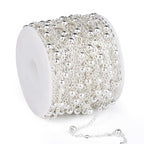 33 Feet Silver Satellite Cable Chains Roll, 2MM Silver Plated Brass Ball Beaded Cable Link Chains Spool Bulk for Jewelry Making DIY Craft - color: 4.0mm beads silver satellite cable chain