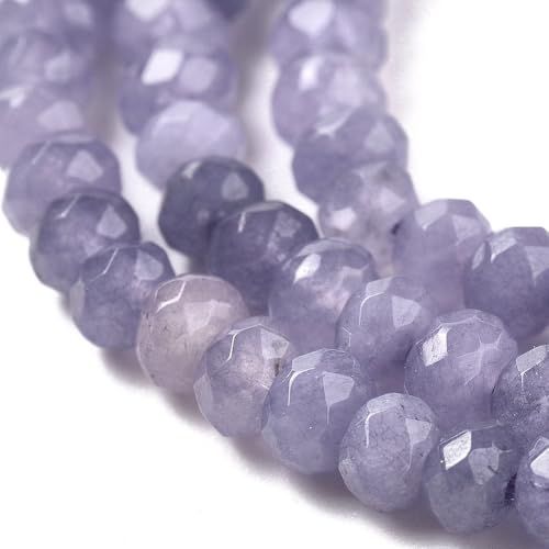 115pcs Natural Jade Disk Stone Beads 4x2mm Rondelle Faceted Dyed Stone Loose Spacer Beads for Jewelry Making Design Bracelet Necklace Keychain Phone Chain Lanyard Ornament, Slate Blue - color: Slate Blue