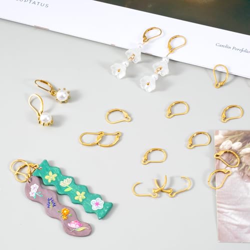 30 Pcs Leverback Earring Hooks, Stainless Steel Clasp Hoop, Hypoallergenic Dangles Earring Hooks, French Ear Wire Findings for Women, DIY Crafts, Jewelry Making (Gold) - color: Gold 30pcs