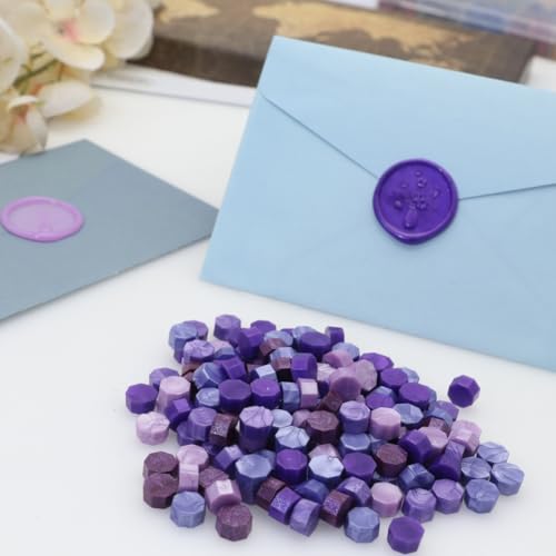 250Pcs Purple Mix Sealing Wax Beads for WaxSeal Stamp, WaxSeal Beads Set with 5 Colors Perfect for Gift Sealing, Letter Wax Sealing (250, Purple Mix) - color: Purple Mix