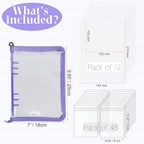 Bracelet Holder Travel Jewelry Organizer Case Transparent Jewelry Storage Book for Earring Necklace Ring with Small Clear Zippered Pouch - color: Purple,48 PCS Large Bags