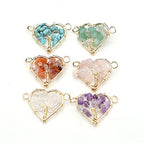 LE SKY 8 Pcs Natural Chip Stone Pendant Connectors Mixed Crystal Stone Wire hand knitting Life Tree Charms for Jewelry Making Necklace Bracelet DIY