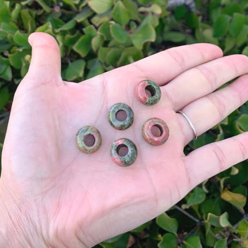 Adabele 30pcs Natural Unakite Jasper Gemstone 8x14mm Donut Rondelle Beads Large Hole ID 5.6mm for DIY Craft Jewelry Making GW-A11 - color: Unakite Jasper, size: 14mm x 8mm - 30pcs