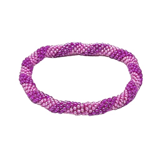 Wigspedia Crochet Glass Seed Bead Nepal Boho Bracelet - Pink - color: Pink Style # 1