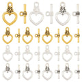 SUNNYCLUE 1 Box 3 Colors 72 Sets Heart Toggle Clasp Toggle Jewelry Clasps Alloy Antique Golden Silver Bar and Ring t-Bar Clasp Connector for Jewelry Making DIY Necklace Brcalet Women Accessories - style: Style 4
