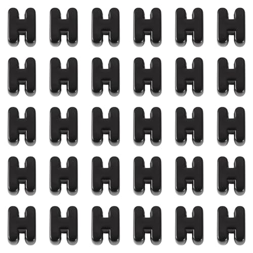 FASHEWELRY 30Pcs Acrylic Letter H Beads with Large Hole Big Plastic Letter Blocks European Beads 3D Letters Chunky Vowel Initial Alphabet Bead for Key Chains Necklace DIY Arts Craft Projects - color: Black, size: H