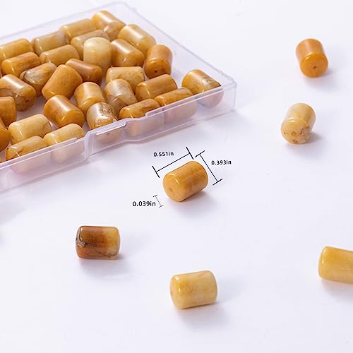 Natural Yellow Jade Cylinder Tube Beads 10x14mm 38cm/str Loose Semi Gemstone Stone Beads for Making Bracelets Necklace - color: Yellow Jade