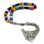 Simple Designed Natural Stone Worry Beads - Prayer Beads Tesbih-Tasbih-Tasbeeh-Misbaha-Subha-Sebha-Sibha-Rosary (Multi Color Resin Drum -8X6 mm- 33 Beads) - color: Multi Color Resin Drum -8X6 mm- 33 Beads