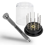 Gyros Pin Vise Hand Drill with Swivel Head and Mini Twist Drill Bit Set #50-60 11 Piece Micro Drill Bit Set - Professional Bundle for Jewelry Making, Hobby, Crafts and DIY