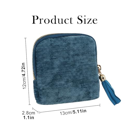 Travel Jewelry Case, Soft Velvet Organizer Pouch with 5 Compartments & Tassel Zipper, Anti-Scratch Jewelry Bag Storage Holder for Bangle Bracelets Earrings Necklace, Women Gifts - color: Light Blue