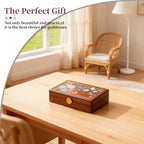 Travel Jewelry Case Small Wood Jewelry Organizer Jewelry Box for Women (Nut-Brown Print E) - color: Nut-Brown Print E