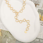 Aobei Pearl 18K Gold or Platinum Long Chain Necklace for Women Chunky Statement Chain Link Necklace Adjustable Geometric Open Chain Layering Jewelry - color: Gold Round Chain