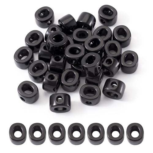 30Pcs Acrylic Letter O Large Hole Slide Beads Large Alphabet Vowel European Beads for Crafts DIY Bubble Name Necklace Keychain Hanging Ornament Jewelry Making Supplies Black - color: Black, size: O