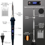 WellerMan Soldering Iron Kit 80W – LCD Digital Adjustable Temperature Soldering Tool Set with 5 Precision Tips, Desoldering Pump, Solder Wire, Stand for DIY, Electrical Repairs, and Metal Work