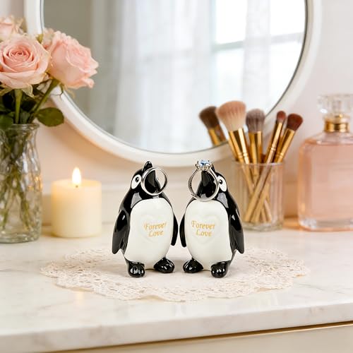 Penguin Gifts for Him Her Boyfriend Girlfriend, Set of 2 Ceramic Penguin Figurines Forever Love Anniversary Birthday Gifts for Women Men, Romantic Valentines Gift for Wife Husband Couples Cute Decor - style: Penguin(2 Set）