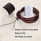 LUSTEMBER Elastic String for Bracelets, 2 Rolls 1 mm Sturdy Stretchy Elastic Cord for Jewelry Making, Necklaces, Beading - size: Black+White