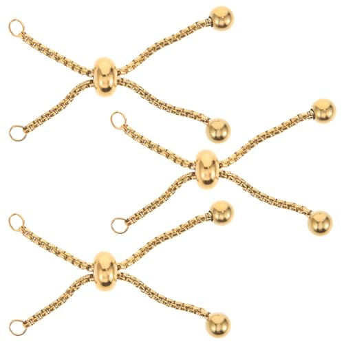 Tofficu Adjustable Slider Bracelet Extension Chains with Ball Ends 2 Inch Gold Plated Stainless Steel Push and Pull Clasp for DIY Jewelry Making and Custom Fit