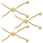 Tofficu Adjustable Slider Bracelet Extension Chains with Ball Ends 2 Inch Gold Plated Stainless Steel Push and Pull Clasp for DIY Jewelry Making and Custom Fit