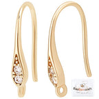 Beebeecraft 10Pcs/Box 18K Gold Plated Cubic Zirconia Earring Hooks Rhinestone French Ear Wires Hooks with Dangle Loop for DIY Jewelry Earring Making Findings - color: French Earring Hooks