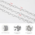 KYUNHOO 5 Meters Hollow Heart Chain for Jewelry Making Silver Embossed Heart Jewelry Links Stainless Steel Necklace Making Chains Bulk for Men Women DIY Handcrafts Finding Supplies - color: Heart Silver