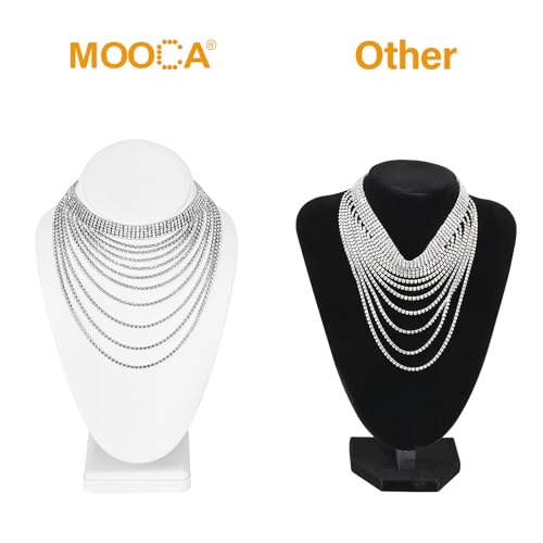 MOOCA 2 Pcs Deluxe Medium Necklace Chain Jewelry Display Holder, Jewelry Stand, Necklaces Display Mannequin Bust Stand, White Faux Leather - color: 1) Whit Faux Leather, 2 pieces