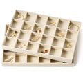 pickpiff Drawer Jewelry Organizer & Display Trays: 2pcs 24grid Velvet Stackable Jewelry Case (13.8x9.4x1.2inch) - Soft Beige Ring Storage Bracelet Holder Earring Box - size: 24 grids + 24 grids