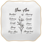 LITTLEBIGGER Christian Gifts – Bible Verses Jewelry Tray, Personalized Jewelry Dish, Spiritual and Religious Gifts for Women, Christian Faith-Based Gifts, Godmother Gift Ideas, Mothers Day Gifts - style: You Are-Wave Square