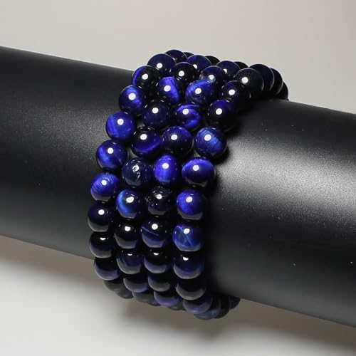 MJDCB Stone Beads 4mm 85pcs Round Sapphire Blue Tiger's Eye Loose Gemstone Bead Charms for Jewelry Making Bracelet Necklace Earring Pendant - color: Sapphire Blue Tiger's Eye, size: 4mm